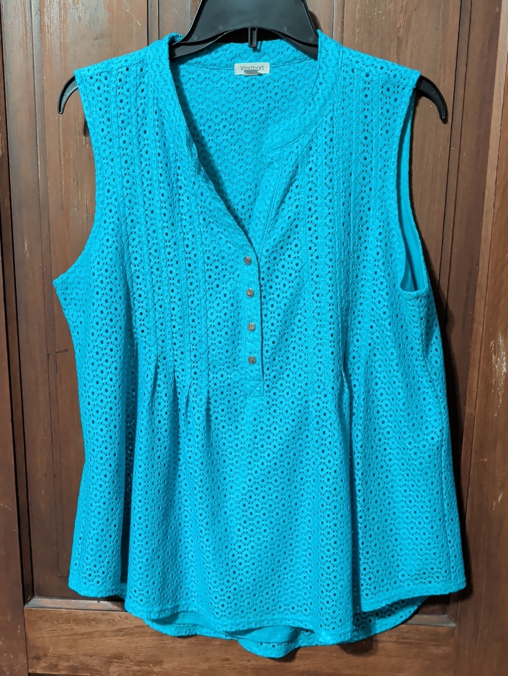 Venezia Turquoise Sleeveless Eyelet Peplum Camisole